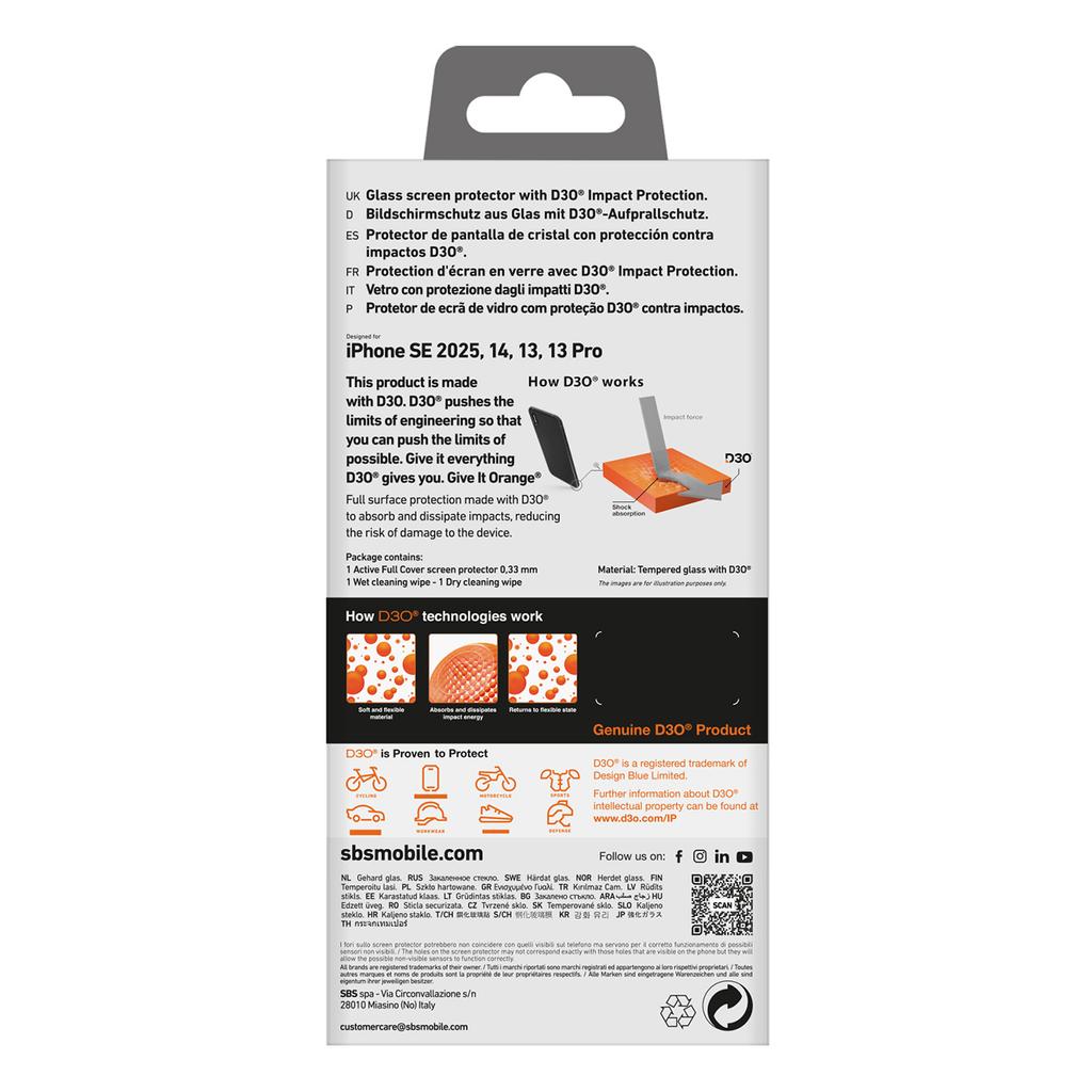 Szkło hartowane z ramką do iPhone 16e Tempered Glass D3O