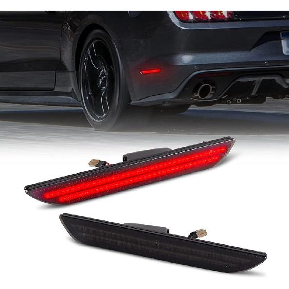 Gempro LED Side Marker Lights For Ford Mustang 2015- Rear White Fender Marker Reflectors Lamps Smoked Len, 2PCS