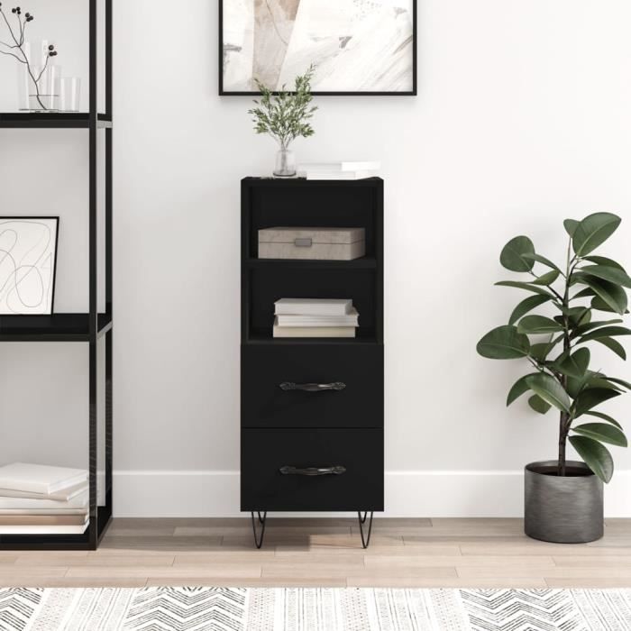 VidaXL Buffet Noir 34,5x34x90 cm Bois d'ingénierie 828661