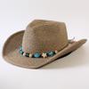 Popular sombrero de vaquero occidental clásico tejido de paja europeo y americano para hombres y mujeres, sombrero de copa tejido de moda para exteriores, estilo OL