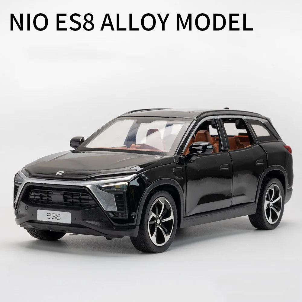 1:24 Aliaj NIO ES8 Modele Mașinuțe Miniaturale Metal Turnat Sub Presiune Tracțiune Înapoi Sunet Lumină 6 Uși se Deschid Jucării Vehicul Cadouri Copii