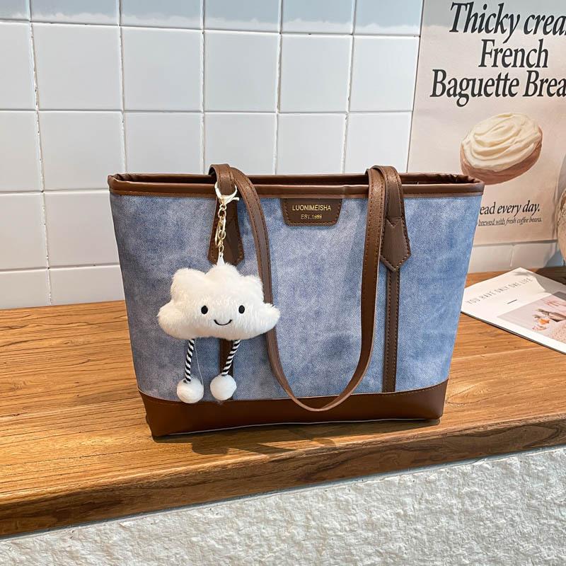 New large capacity tote bag women's fashion commuter shoulder bag splicing design cute hand-to-hand crossbody bag