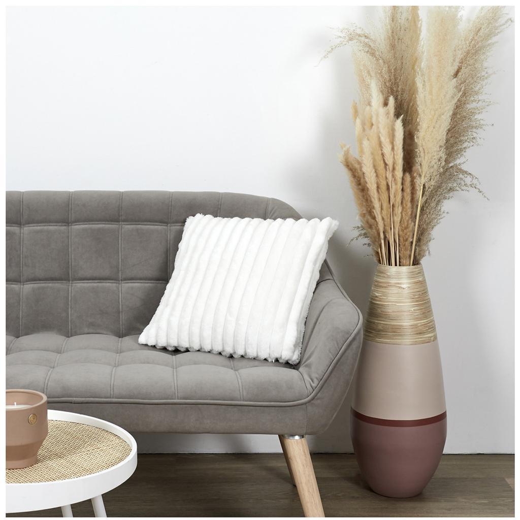 Les Trésors De Lily [A3532] - Ivory 'Scarlett' Ribbed Flannel Cushion - 40x40 Cm