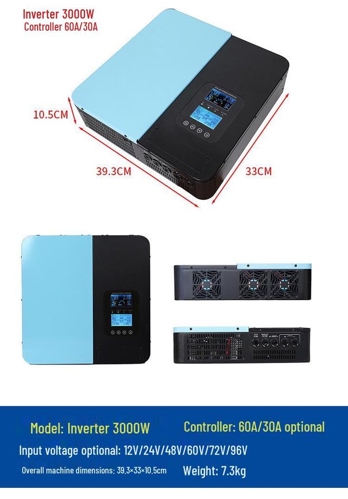 Falownik solarny i regulator MPPT: Czysta Sinusoida, All-in-One, 12V-96V