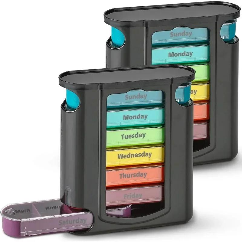 Portable 7 Days Medicine Medical Pill Box 28 Grids Weekly Pill Case Storage Box Travel Pill Organizer Pill Case