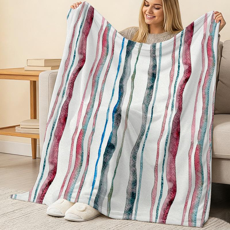 Plush Flannel Blanket Soft, Warm, Non-Shedding Striped Single Bed Blanket for Cozy Home, Daily Leisure, Halloween & Christmas
