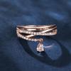 Wish Rose Gold Cross White Water Drop Ring Fashionable Commuter Light Luxury Literary Model