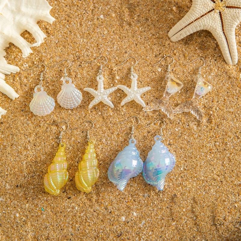 Bohemian Shell Starfish Earrings Set Beach Wind Conch Scallop Earrings Earrings Accessories Women