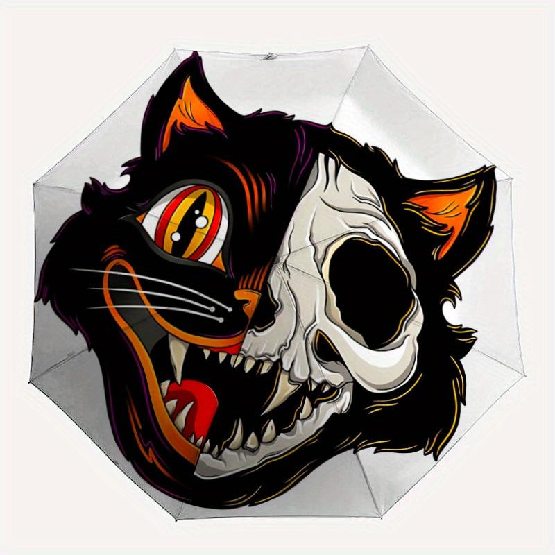 

1pc Cat Skull Mask Automatic Open/close Folding Umbrella, Compact Portable Travel Umbrella, Durable Construction yy250809143