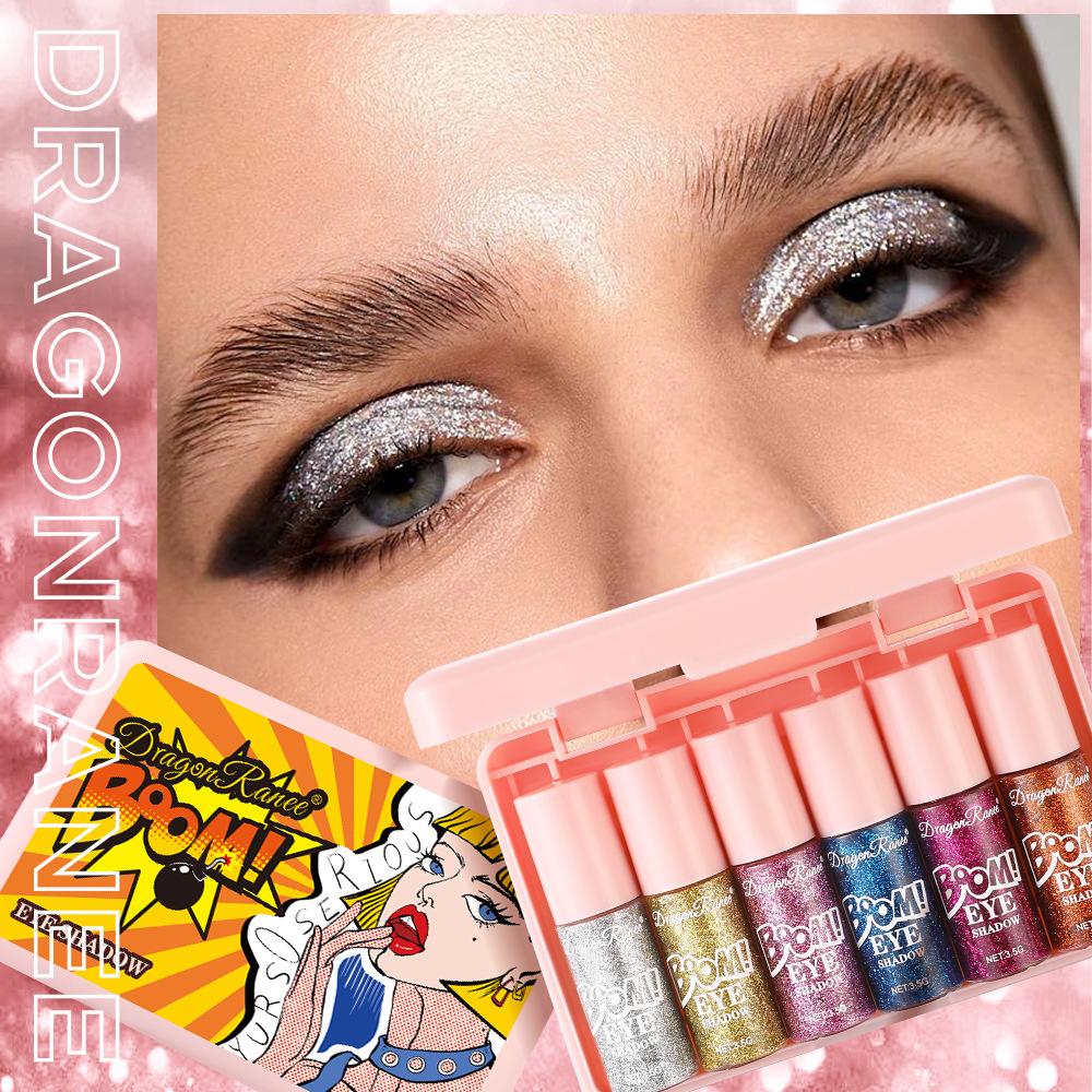 Liquid Eyeshadow Glitter Powder Fine Glitter Pearl Diamond Shiny Glitter Golden Sunshade Eye Shadow Liquid Glitter Eyeliner Set Box