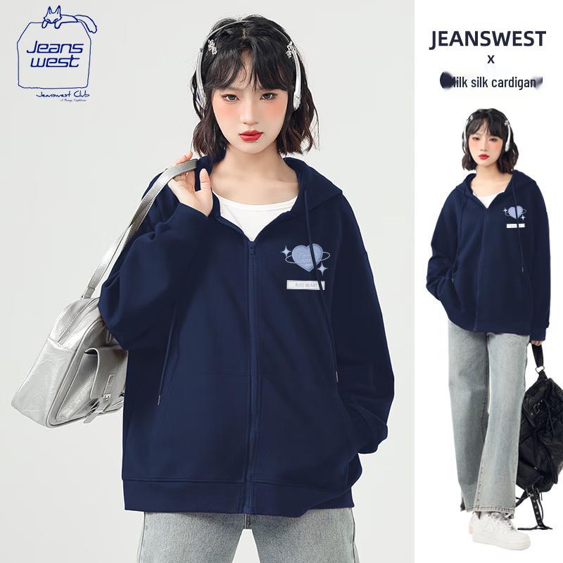 JEANSWEST CLUB Women's Hooded Zip-Up Cardigan Sweatshirt