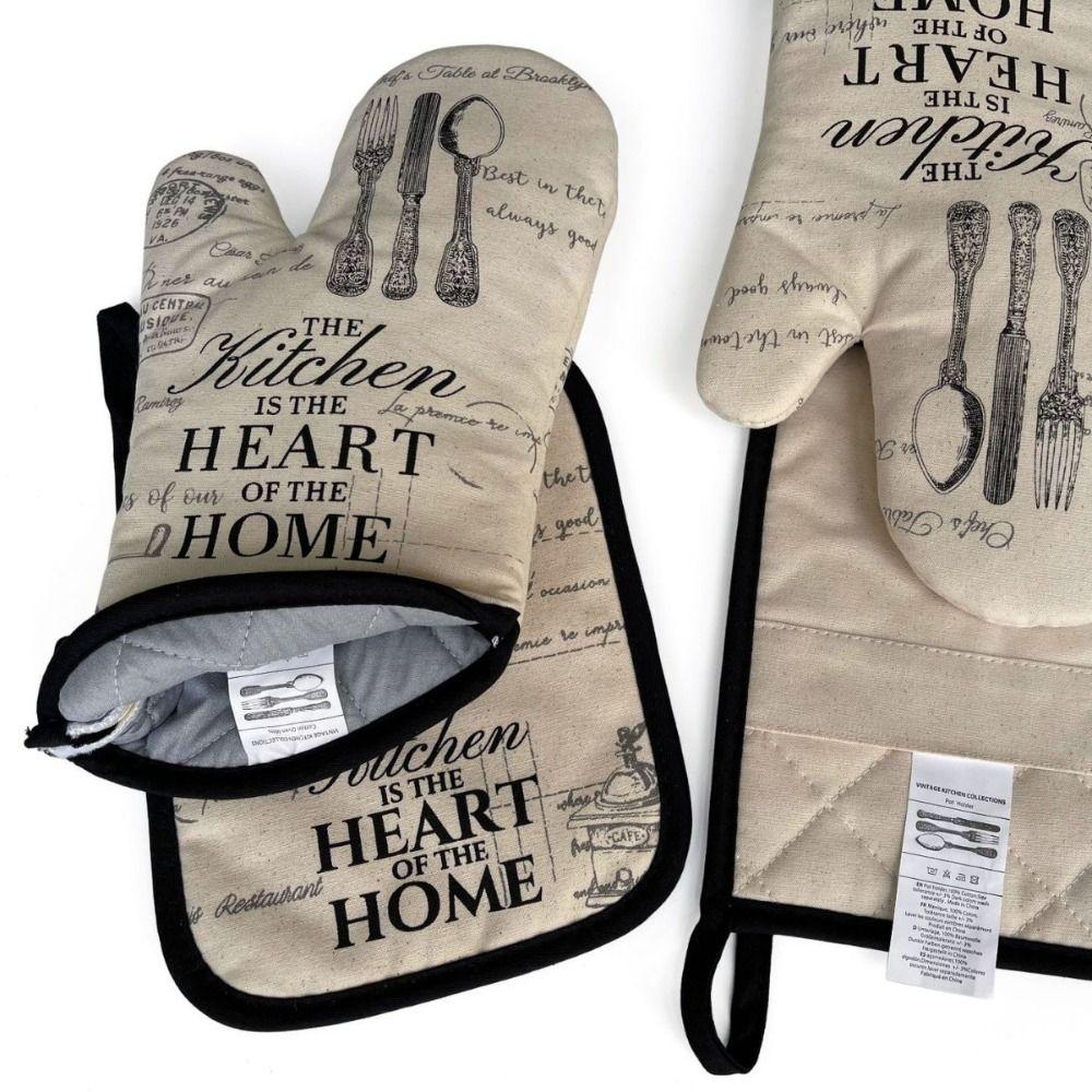 Cotton Oven Gloves Thickened Insulation Pads Kitchen Baking Accessories Anti Steam Gloves  Clothes