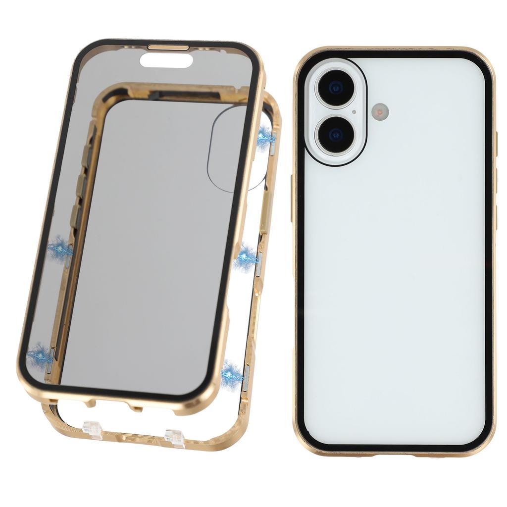 For iPhone 17 Case with Anti-Spy Screen Protector Tempered Glass Metal Phone Cover Magnetic Clasp