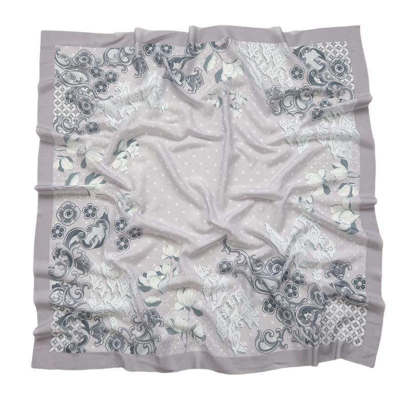 48Colors Malaysia Tudung Bawal Flower Print Hijab Laser Cut Edge Headscarf Premium Cotton Voile Soft Fashion Muslim Square Scarf