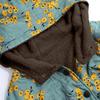 Kvinners vintervarme yttertøy med blomstertrykk Hettelommer Vintage oversize kåper