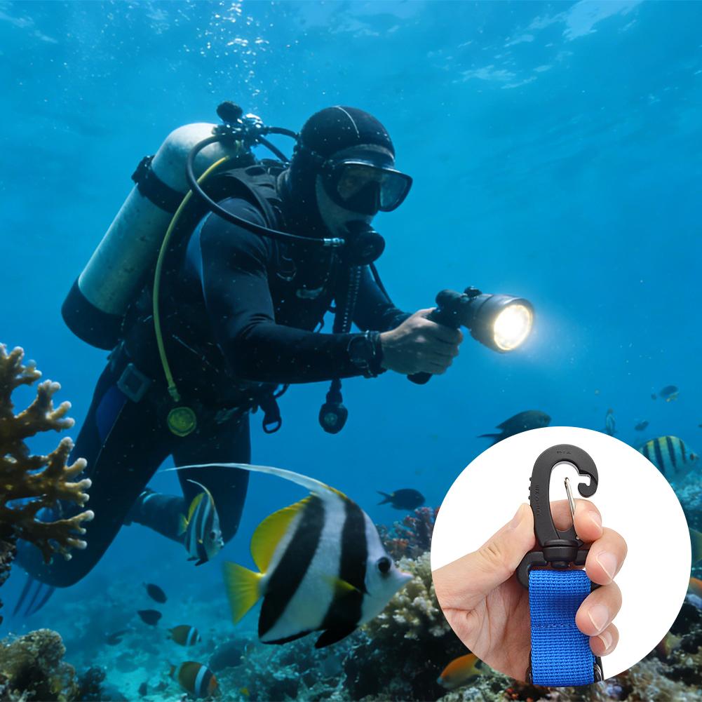 Scuba Diving Fin Mask Holder with Swivel Clip - Flippers Keeper Quick Release Buckle Webbing Strap for Diving 3