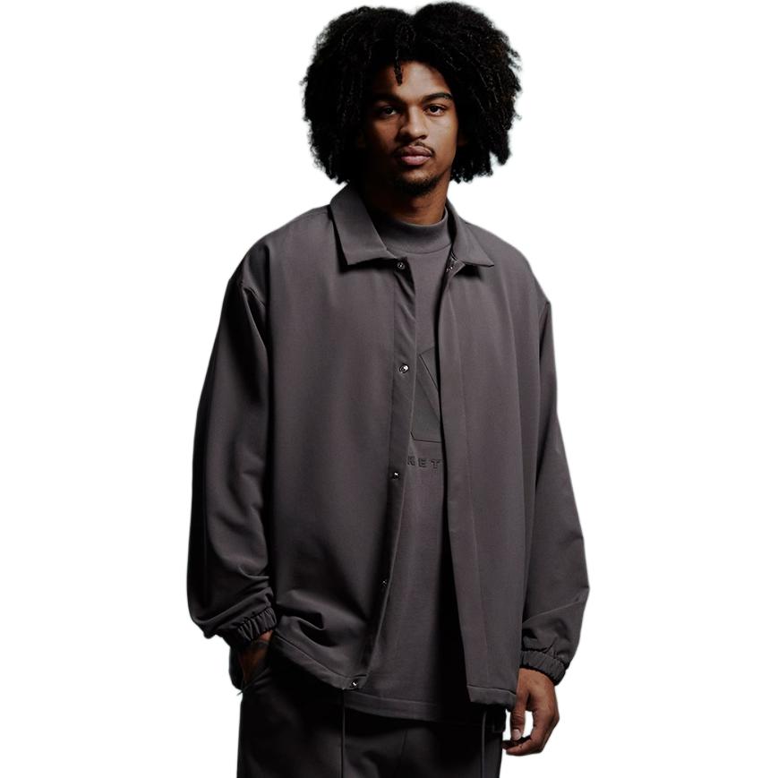 adidas 2024 Koleksiyonu Bölüm 02 Harf Logo Polo Yaka Gizli Düğme Ceket Unisex Ceketler Kömür Grisi IW1635