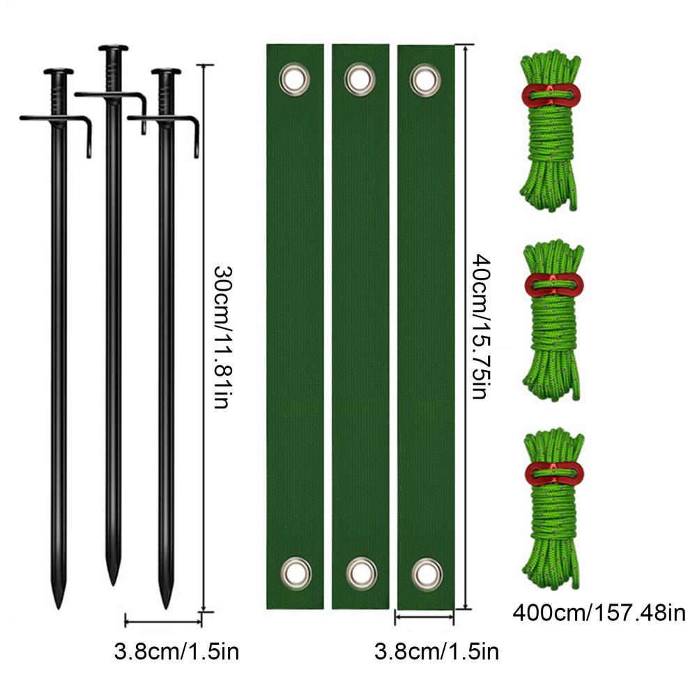 Heavy Duty Tree Stake Kit Metal Tree Stake With 3 Tree Straps And Ropes Tree Support Tools Leaning Trees Protection Stake Kit
