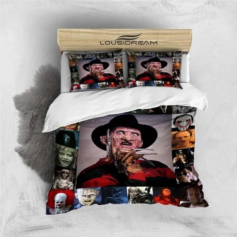 3D Print Horror Moive Halloween Bedding Set Double Twin King Duvet Cover Comforter Pillowcase Boys Girls Adults Bedroom