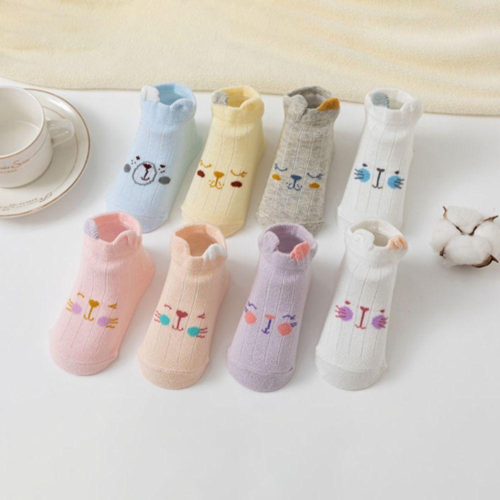 8Pairs Breathable Toddle Short Tube Socks Cat Rabbit Children Cartoon Socks Autumn