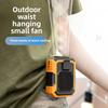 1PCS Summer Outdoor Portable Waist-Hanging Fan with LED Light Cooling Function, USB Rechargeable Plastic Fan for Sports Camping