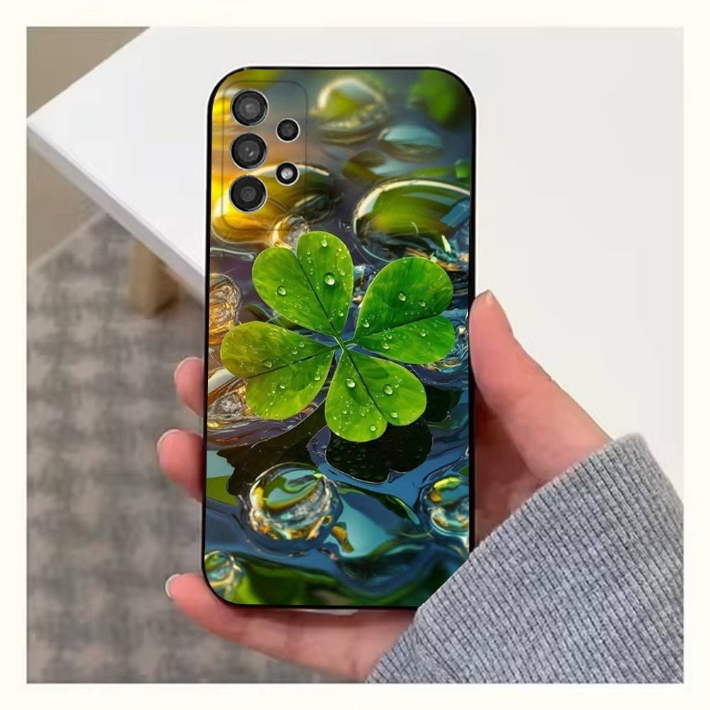 

Clover Plant Four Leaf Case For Samsung S21,S20,S10,Plus,S9,S22,S25,Ultra,S24,S23,FE,Lite,Soft Silicone Black SamsungS25ULTRA