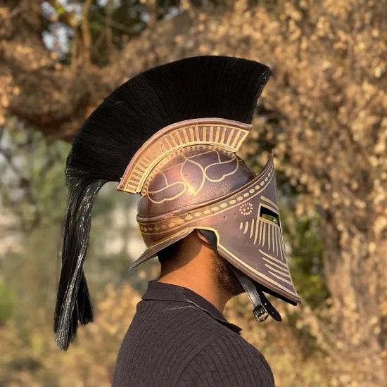 Tribal  Brown Medieval Era Warrior Helmet  king Leonidas Helmet King of Sparta Leonidas Brown Helmet Best Gift