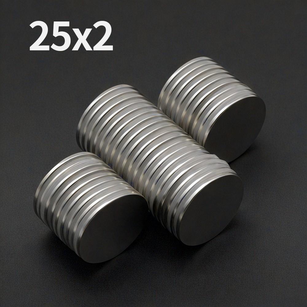 Magnete al Neodimio Potente 25x2mm N35 NdFeB Magneti Permanenti Rotondi Super Forti Magneti da Frigorifero Fai da Te