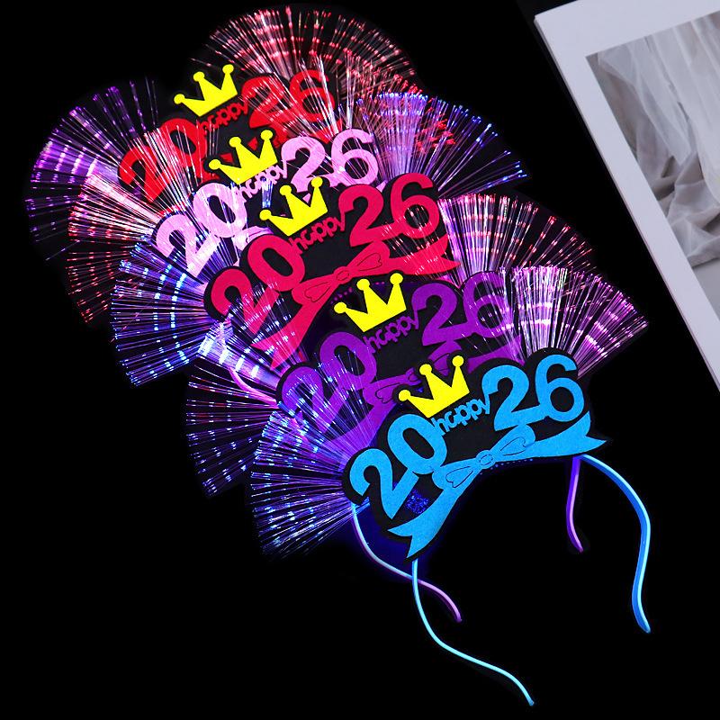 Led Glowing Colorful Headband Festive Party Props 2026 Happy  Year Light Up Headband Party Headdress For Children Adults