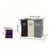 3-Section Foldable Laundry Hamper with Oxford Bags & Aluminum Frame - Dark Light Print, Ideal for Home & Dorm Clothes Storage