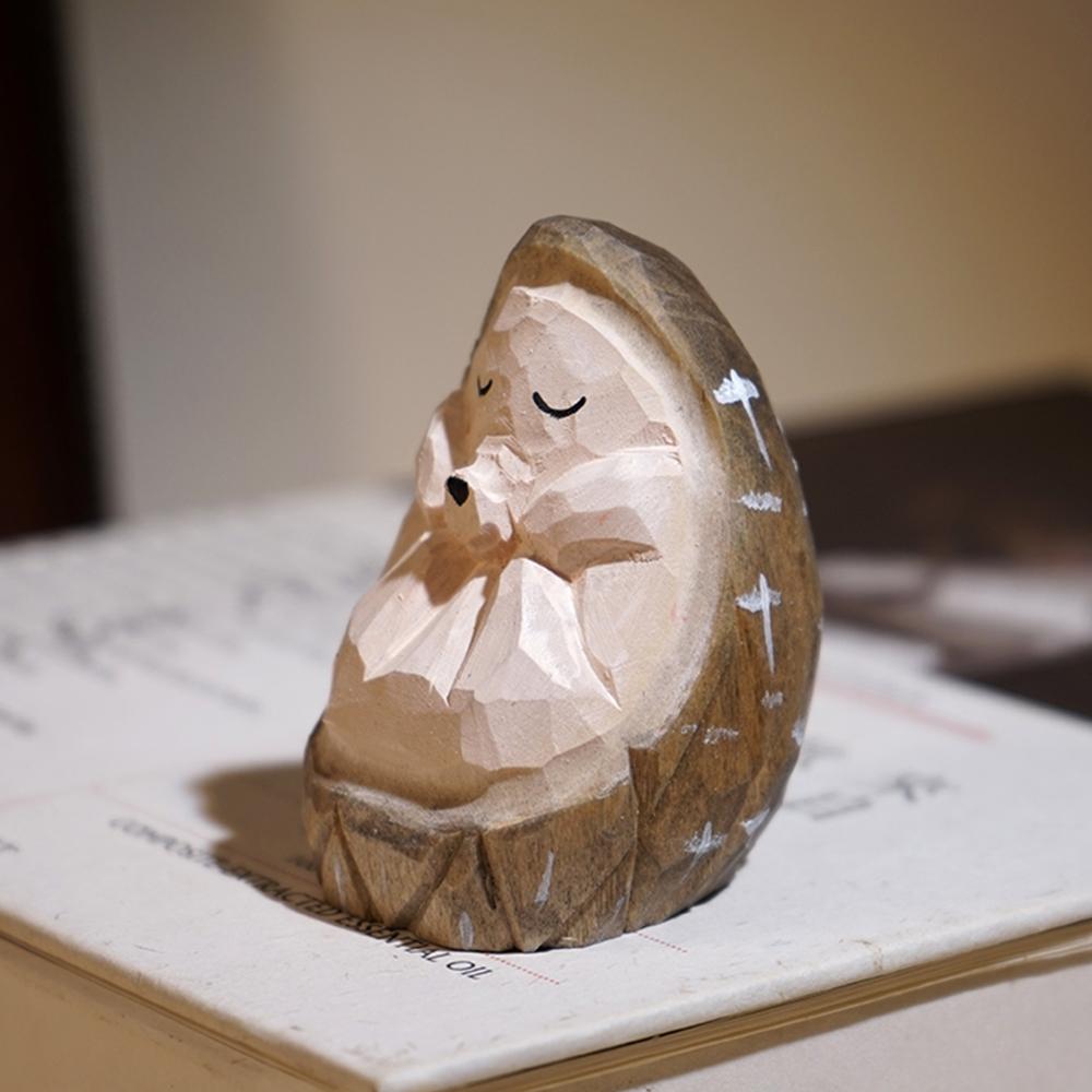 Cute Hedgehog Woodcarving Charming Details Perfect Compact Handmade Desktop Decoration Hedgehog Ornament Christmas