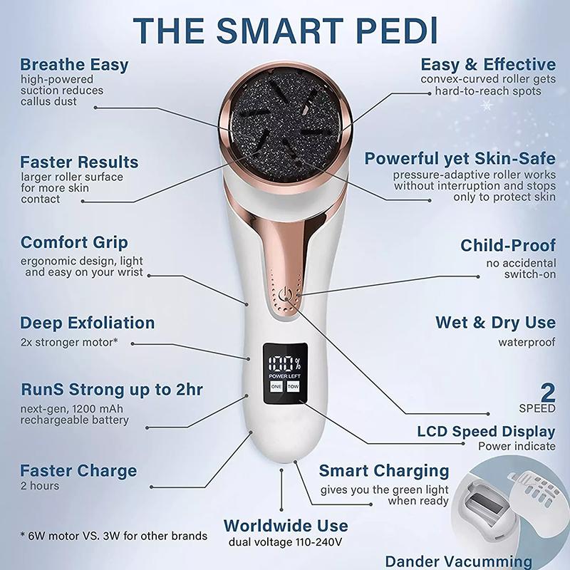 Waterproof Rechargeable Electric Pedicure Sander 2 Speeds Foot Callus Remover Effective Dead Skin Calluses File Foot Massager