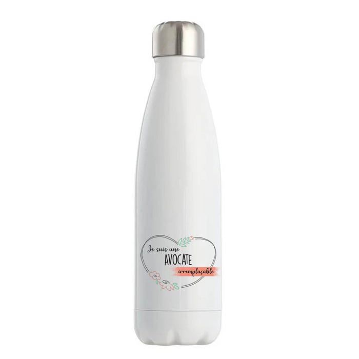 Gourde Isotherme Avocate femme Irremplaçable | idée cadeau Gourde Bouteille 500 ml