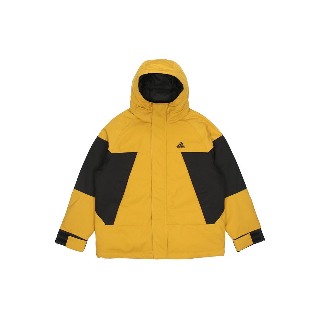 Adidas Color-Block Hooded Down Jacket Men Outerwear Yellow H23091