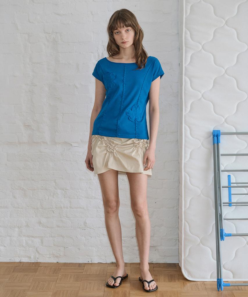 Sinun Flower Scrunch Skirt (Butter)