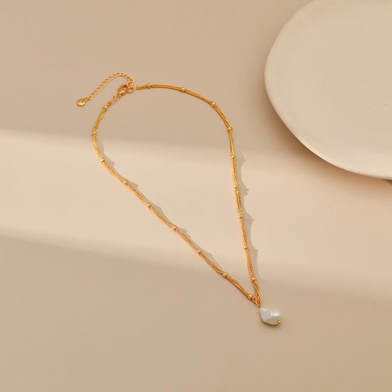 Baroque Style Irregular Shell Pearl Pendant Copper Chain Fashion Necklace For Women
