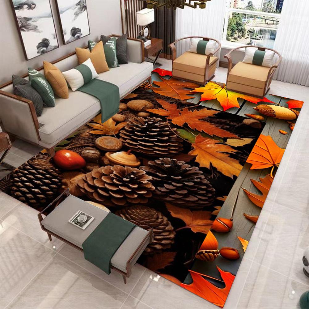 Halloween Pumpkin Decoration Large Carpet Bedroom Bathroom Floor Mat Bedroom Decoration Outdoor Pine Cone Maple Leaf Carpet