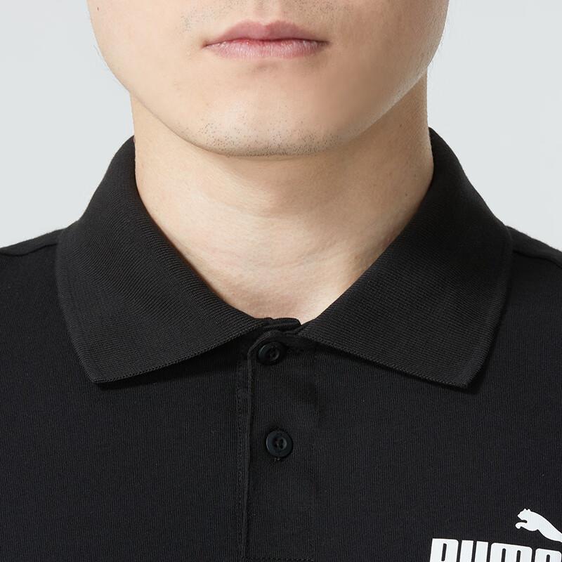 Puma Letter Logo Print Breathable Casual Polo Shirt Men Tops Black 685645-01