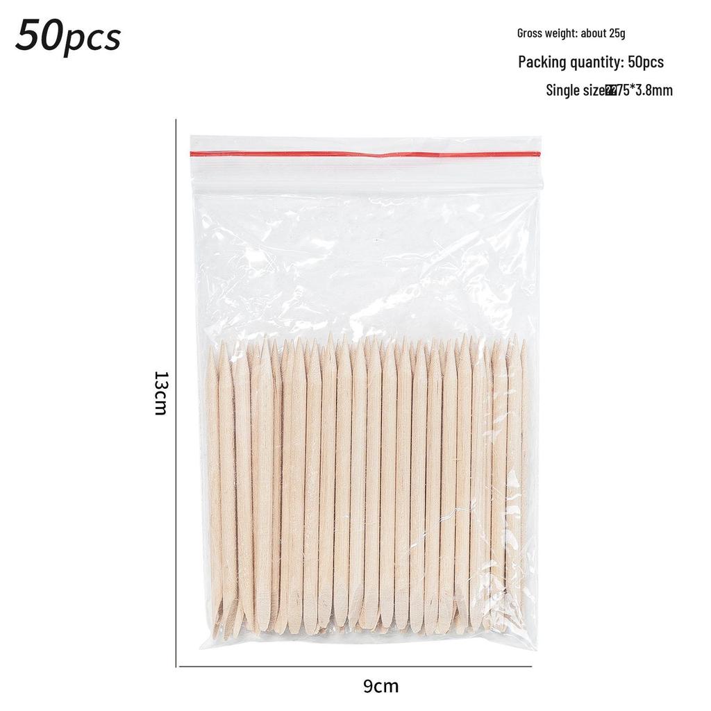 100-Piece Double-Ended Orange Wood Cuticle Pushers (11.4cm) - Nail Dotting Tools