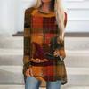 Women's Long Sleeve Round Neck Halloween Print Tunic T-Shirt for Casual Fall Fashion