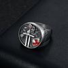 Hip Hop Fashion Men's Soldier Cross Round Ring Templar Letter Carving Ring Punk Seal Jewelry for Men Party Gifts Jewelry