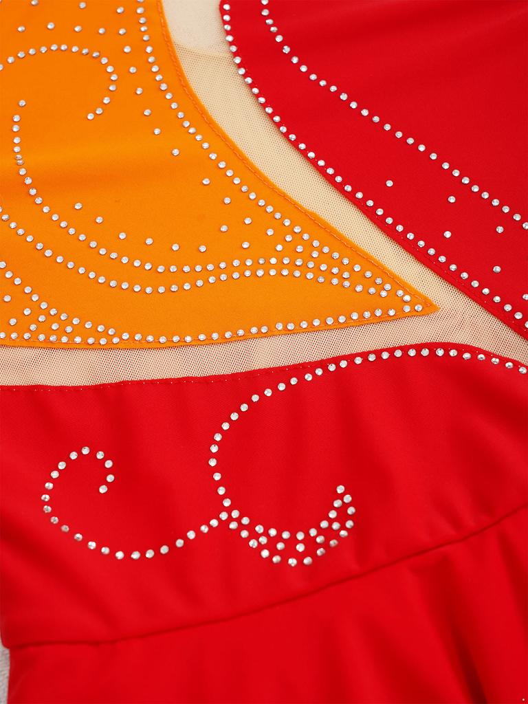 Kinder Mädchen Glitzerndes Tanzkleid Ärmellos Rundhalsausschnitt Strass Patchwork Hohlrücken Partykostüm