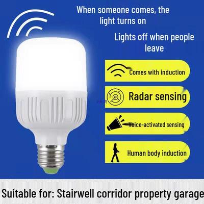 Motion-Sensor Sound and Light-Control LED Bulb for Bathroom and Stairwell