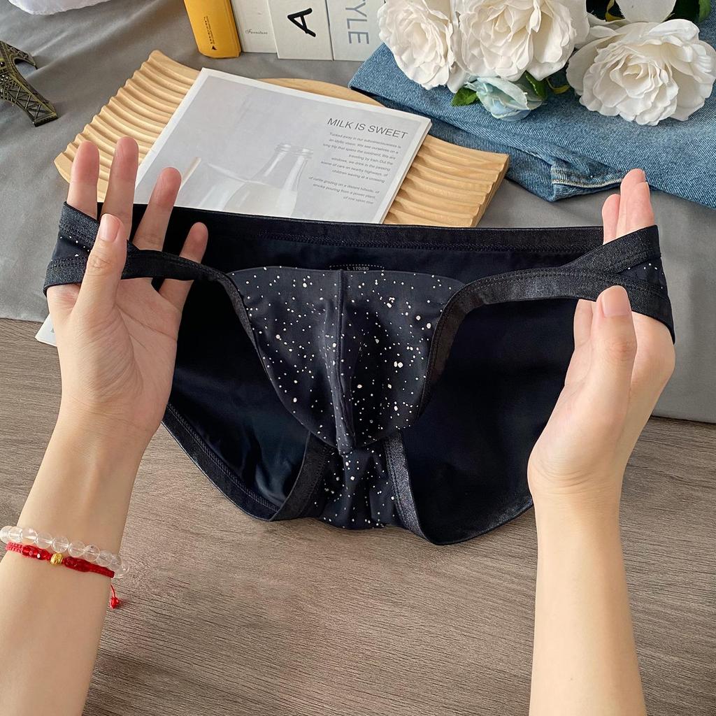 New Men's Sexy Low-Waist Briefs: Pure Style Bikini Triangle with Breathable Sequin Design