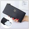 Top Layer Cowhide Women's Clutch: Genuine Leather Long Wallet with Three-Layer Zipper, Large Capacity, Wrist Strap.