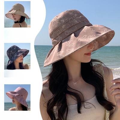 Chapeau de soleil Printemps et Été Protection UV Extérieur Montrant le Visage Petit Tempérament Polyvalent Grand Bord Chapeau de Pêcheur Chapeau de Protection Solaire Femmes