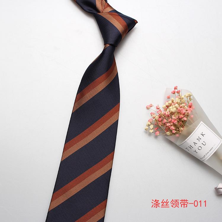 Men'S Trendy Striped Jacquard Polyester Silk Tie, Professional Dress Tie For Work