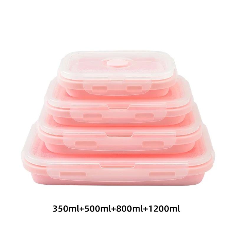 Collapsible Silicone Lunch Box Portable Bento Box Food Storage Containers Household Outdoor Dinnerware Microwavable Lunchbox
