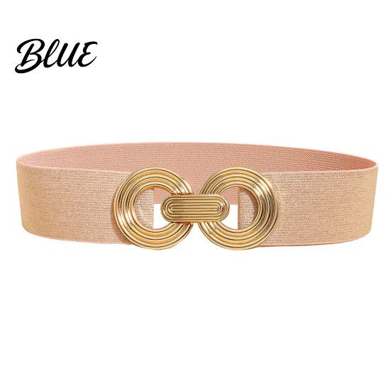 Wide Elastic Waist Belt 75cm Women's Belt, Stretch Fashionable with Slimming for Daily Commute Geometric Metal Buckle, Dress Corset Accessory