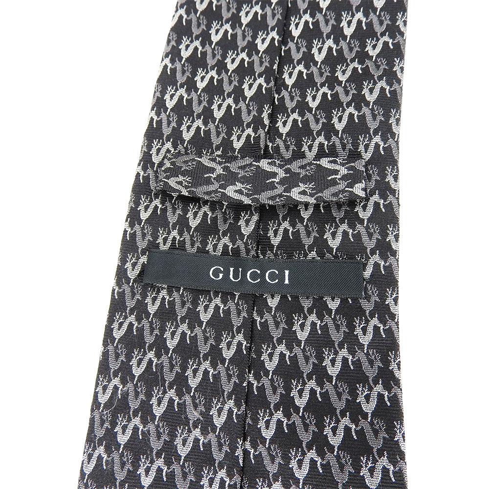 USED GUCCI necktie silk black business Fashionable Overall handle mens
